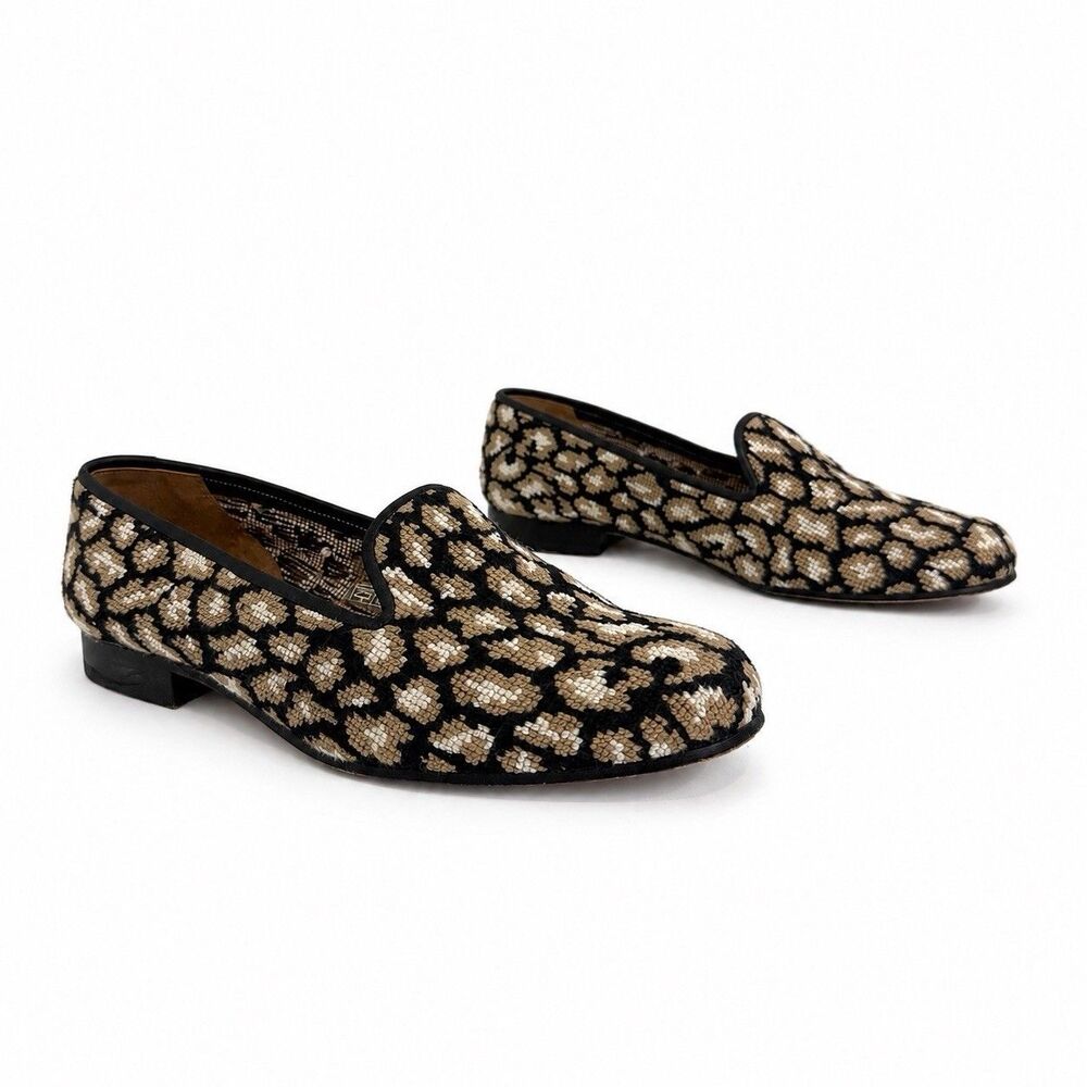 Stubbs & Wootton Palm Beach Women's Jane Needlepoint Loafers Slippers Size 7.5